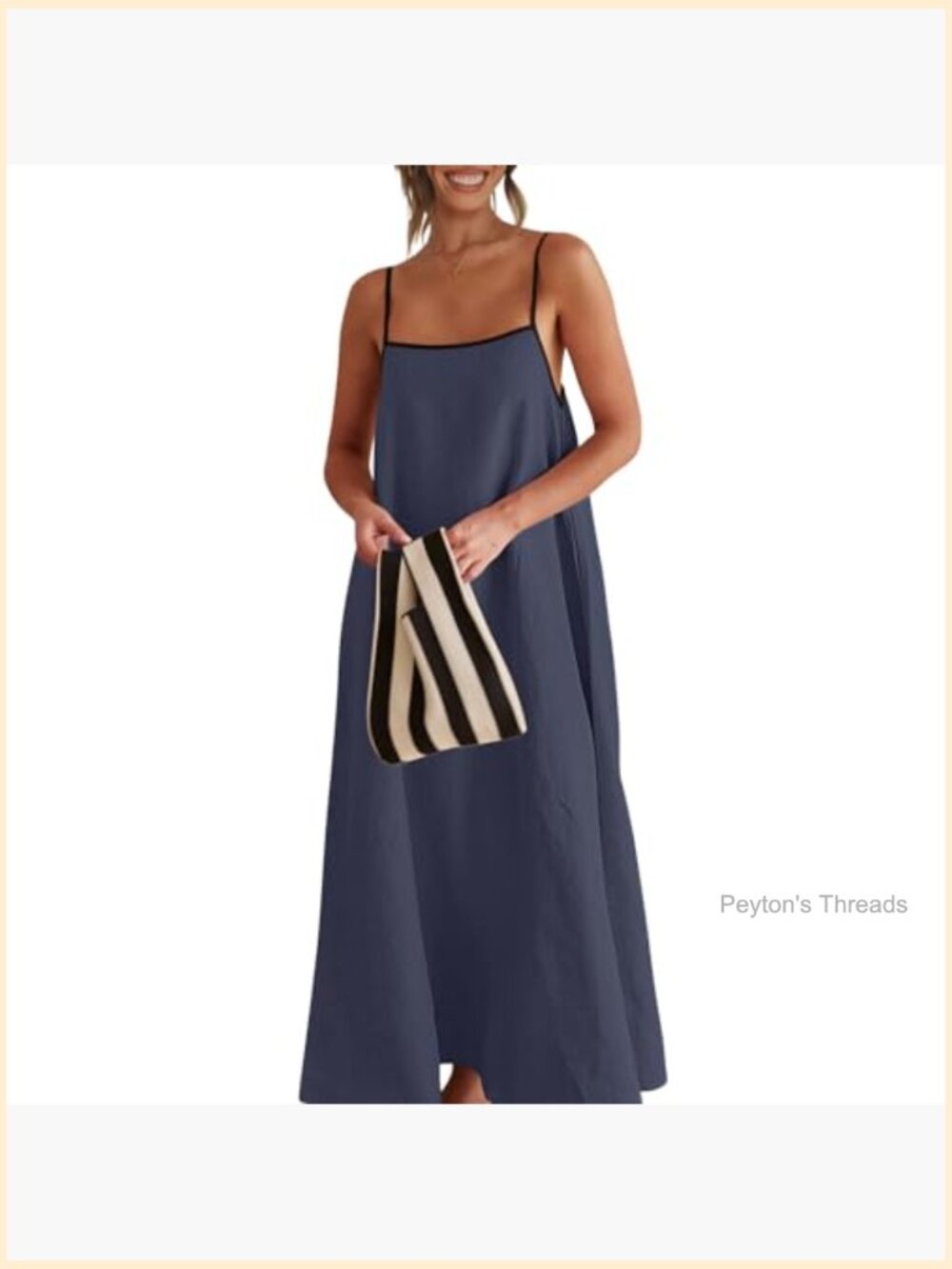 Linen Maxi Dress with Pockets Spaghetti Strap Backless Casual Beach Party - Picture 4 of 7